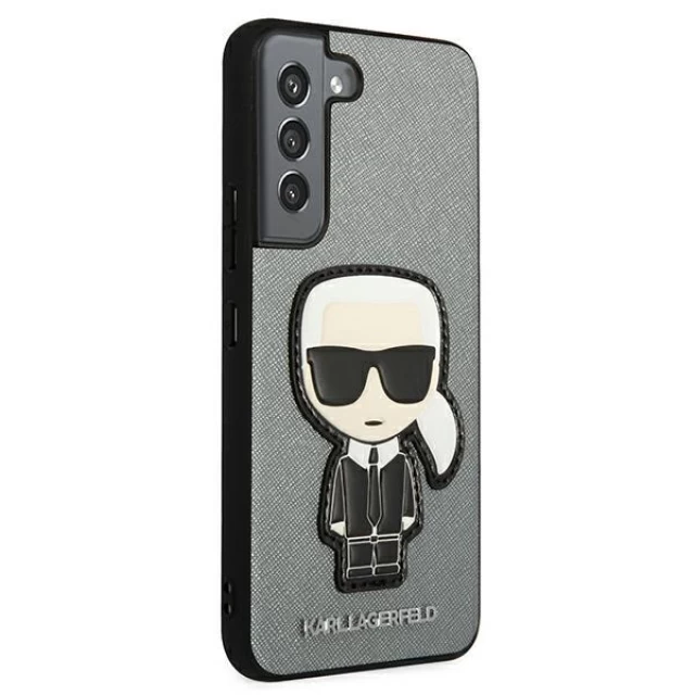 Чехол Karl Lagerfeld Saffiano Iconic Karl's Patch для Samsung Galaxy S22 Silver (KLHCS22SOKPG)