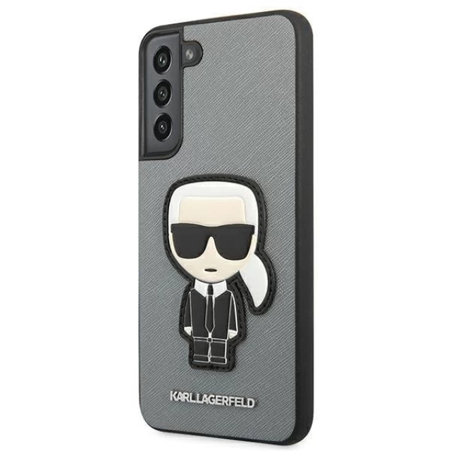 Чехол Karl Lagerfeld Saffiano Iconic Karl's Patch для Samsung Galaxy S22 Plus Silver (KLHCS22MOKPG)