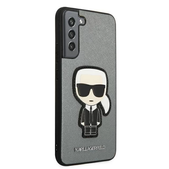 Чехол Karl Lagerfeld Saffiano Iconic Karl's Patch для Samsung Galaxy S22 Plus Silver (KLHCS22MOKPG)