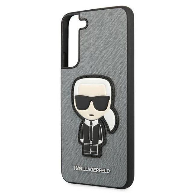 Чехол Karl Lagerfeld Saffiano Iconic Karl's Patch для Samsung Galaxy S22 Plus Silver (KLHCS22MOKPG)