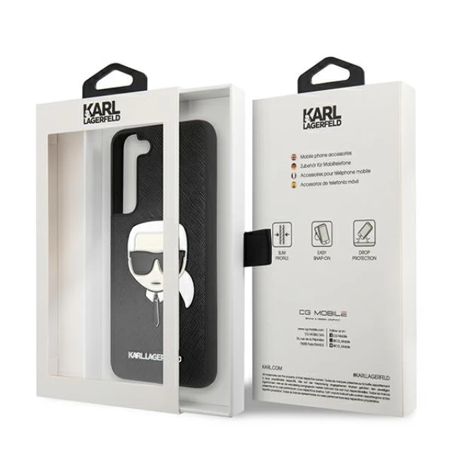 Чохол Karl Lagerfeld Saffiano Ikonik Karl`s Head для Samsung Galaxy S22 S901 Black (KLHCS22SSAKHBK)