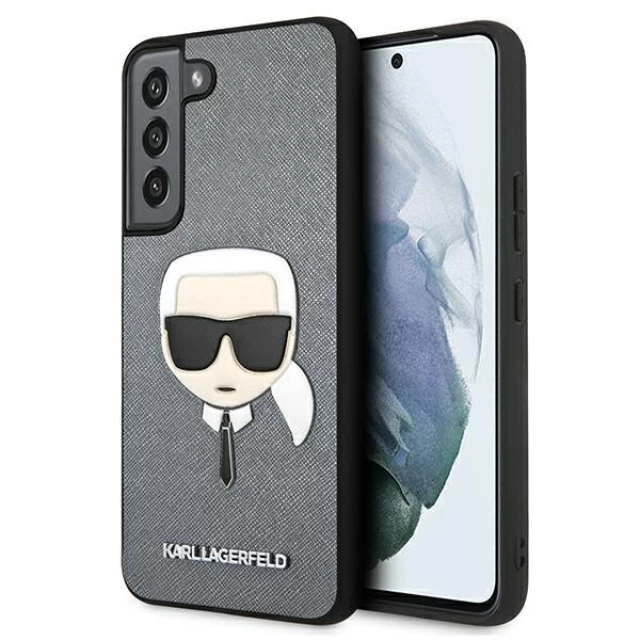 Чохол Karl Lagerfeld Saffiano Iconic Karl's Head для Samsung Galaxy S22 Silver (KLHCS22SSAKHSL)