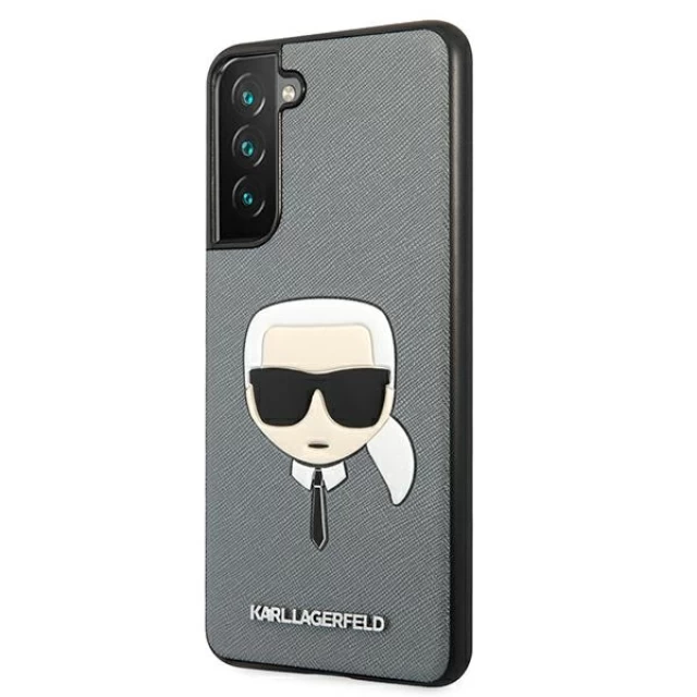 Чохол Karl Lagerfeld Saffiano Ikonik Karl`s Head для Samsung Galaxy S21 FE G990 Silver (KLHCS21FSAKHSL)
