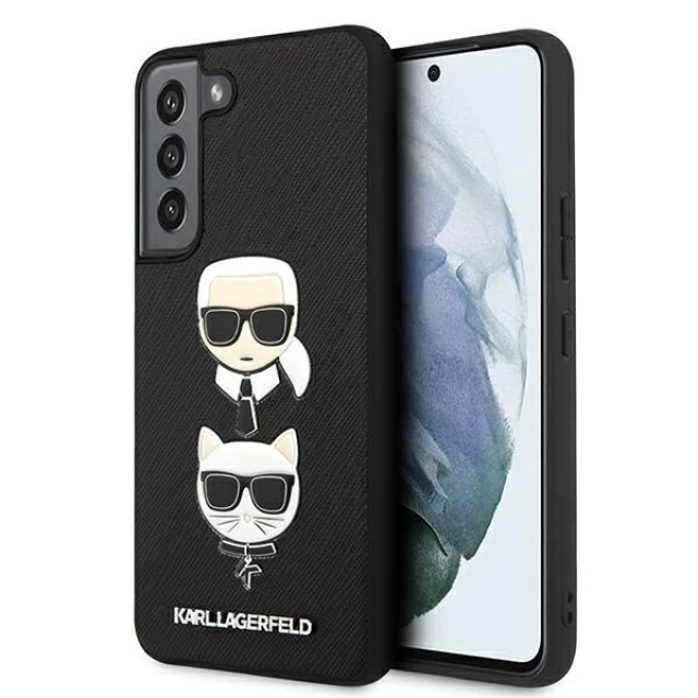 Чехол Karl Lagerfeld Saffiano Iconic Karl and Choupette Head для Samsung Galaxy S22 Plus Black (KLHCS22MSAKICKCBK)