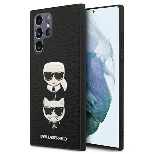 Чохол Karl Lagerfeld Saffiano Iconic Karl and Choupette Head для Samsung Galaxy S22 Ultra Black (KLHCS22LSAKICKCBK)