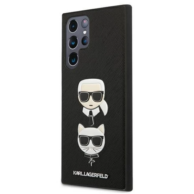 Чехол Karl Lagerfeld Saffiano Iconic Karl and Choupette Head для Samsung Galaxy S22 Ultra Black (KLHCS22LSAKICKCBK)