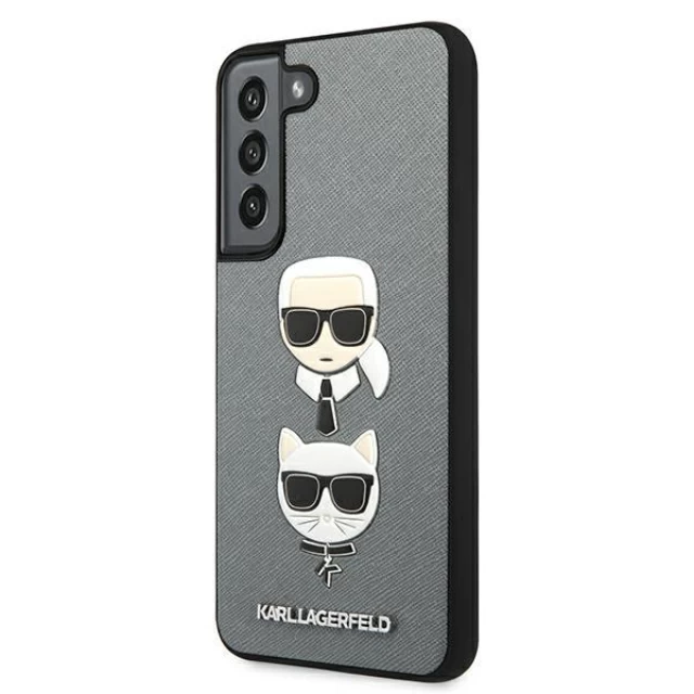 Чохол Karl Lagerfeld Saffiano Iconic Karl and Choupette Head для Samsung Galaxy S22 Silver (KLHCS22SSAKICKCSL)