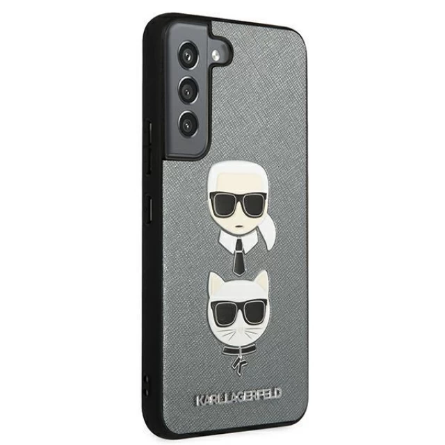 Чохол Karl Lagerfeld Saffiano Iconic Karl and Choupette Head для Samsung Galaxy S22 Silver (KLHCS22SSAKICKCSL)