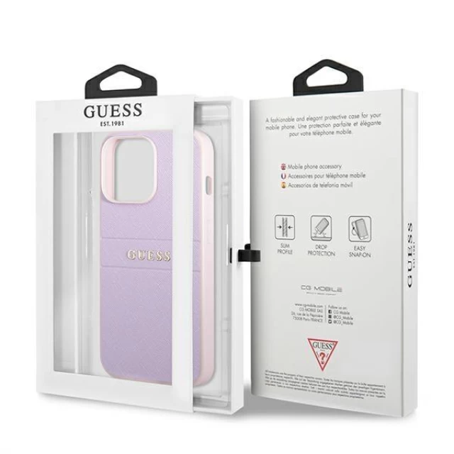 Чехол Guess Saffiano Stripe для iPhone 13 Pro Max Purple (GUHCP13XPSASBPU)