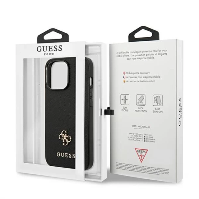 Чехол Guess Saffiano 4G Small Metal Logo для iPhone 13 Pro Black (GUHCP13LPS4MK)