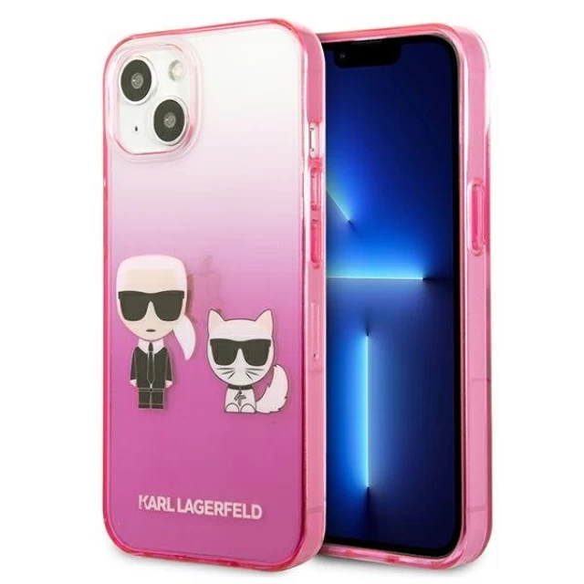 Чехол Karl Lagerfeld Gradient Iconic Karl and Choupette для iPhone 13 mini Pink (KLHCP13STGKCP)