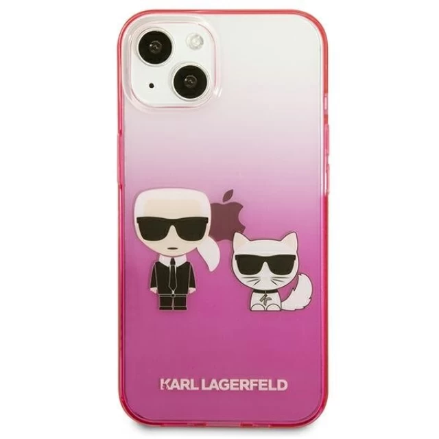 Чохол Karl Lagerfeld Gradient Iconic Karl and Choupette для iPhone 13 mini Pink (KLHCP13STGKCP)