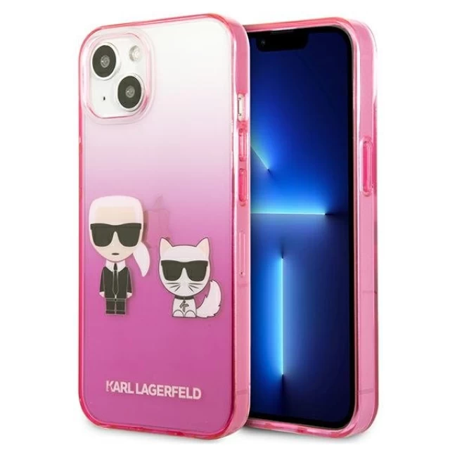 Чехол Karl Lagerfeld Gradient Iconic Karl and Choupette для iPhone 13 Pink (KLHCP13MTGKCP)