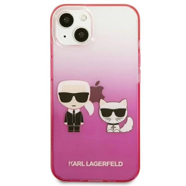 Чехол Karl Lagerfeld Gradient Iconic Karl and Choupette для iPhone 13 Pink (KLHCP13MTGKCP)