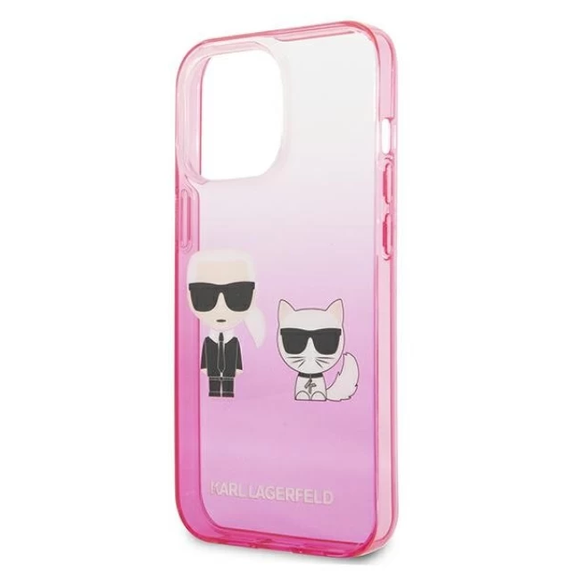 Чехол Karl Lagerfeld Gradient Iconic Karl and Choupette для iPhone 13 Pro Pink (KLHCP13LTGKCP)