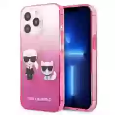 Чехол Karl Lagerfeld Gradient Iconic Karl and Choupette для iPhone 13 Pro Max Pink (KLHCP13XTGKCP)