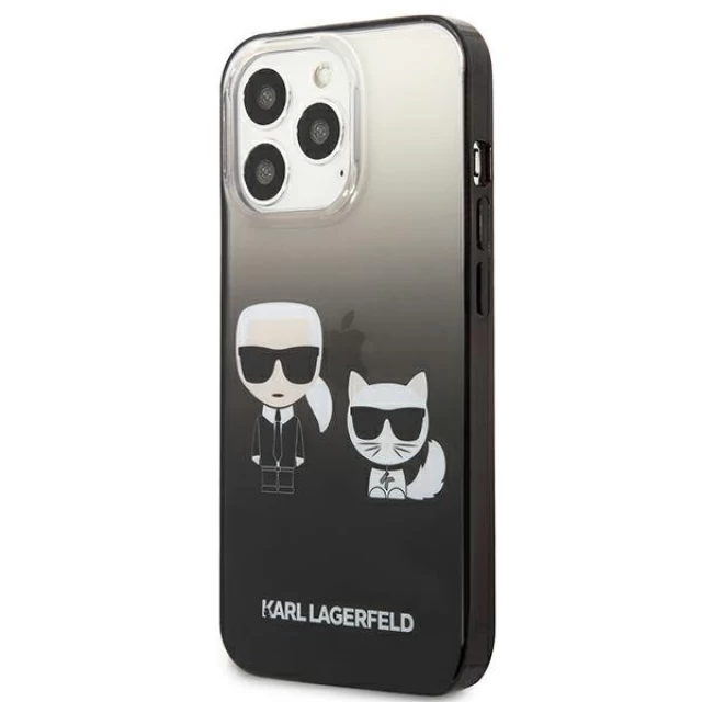 Чехол Karl Lagerfeld Gradient Iconic Karl and Choupette для iPhone 13 Pro Black (KLHCP13LTGKCK)