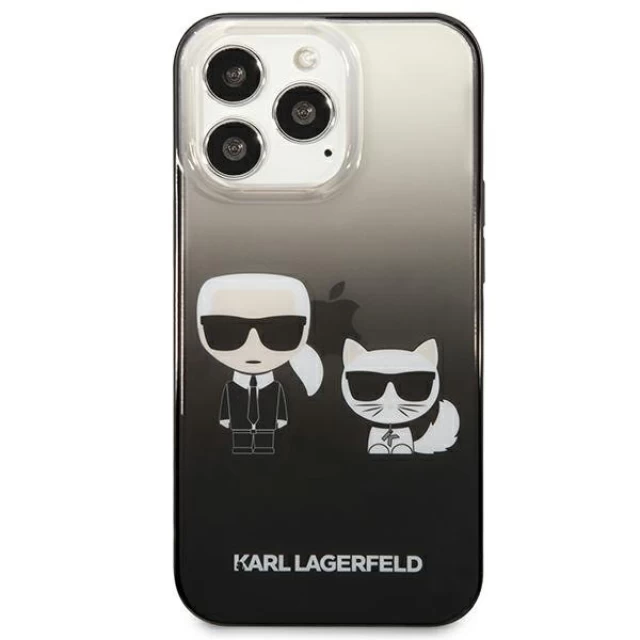 Чехол Karl Lagerfeld Gradient Iconic Karl and Choupette для iPhone 13 Pro Black (KLHCP13LTGKCK)