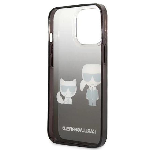 Чехол Karl Lagerfeld Gradient Iconic Karl and Choupette для iPhone 13 Pro Black (KLHCP13LTGKCK)