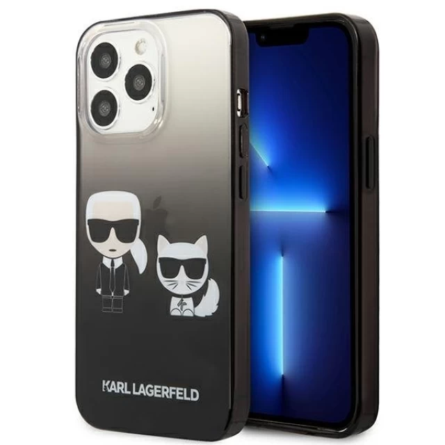 Чохол Karl Lagerfeld Gradient Iconic Karl and Choupette для iPhone 13 Pro Max Black (KLHCP13XTGKCK)