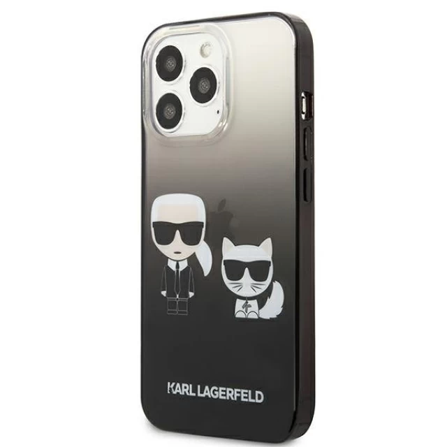 Чохол Karl Lagerfeld Gradient Iconic Karl and Choupette для iPhone 13 Pro Max Black (KLHCP13XTGKCK)