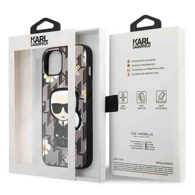 Чехол Karl Lagerfeld Flower Ikonik Karl для iPhone 13 Grey (KLHCP13MPMNFIK1)