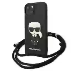Чохол Karl Lagerfeld Leather Monogram Patch and Cord Iconik для iPhone 13 Black (KLHCP13MCMNIPK)