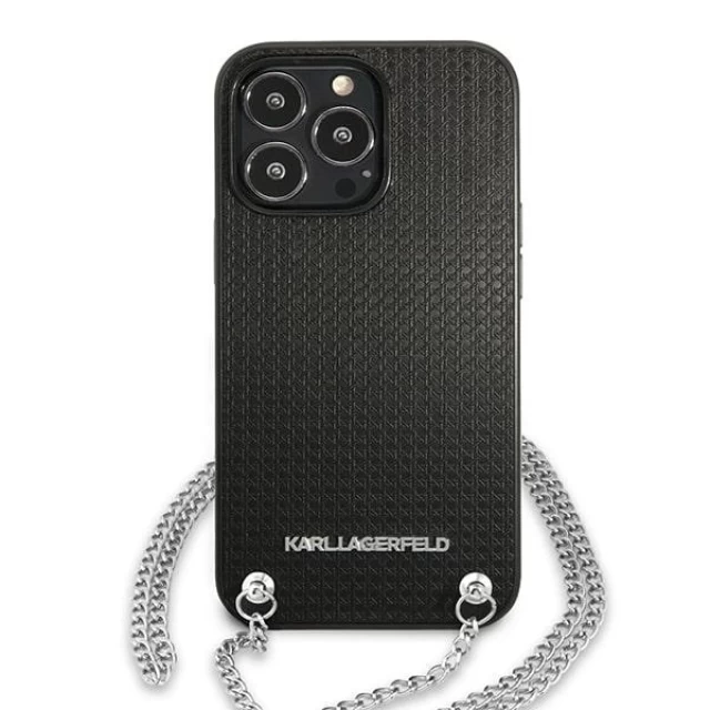 Чехол Karl Lagerfeld Leather Textured and Chain для iPhone 13 | 13 Pro Black (KLHCP13LPMK)
