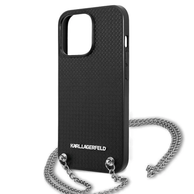 Чохол Karl Lagerfeld Leather Textured and Chain для iPhone 13 | 13 Pro Black (KLHCP13LPMK)