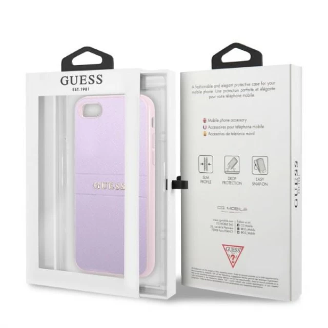 Чехол Guess Saffiano Hot Stamp & Metal Logo для iPhone SE 2022/SE 2020 | 8 | 7 Purple (GUHCI8PSASBPU)