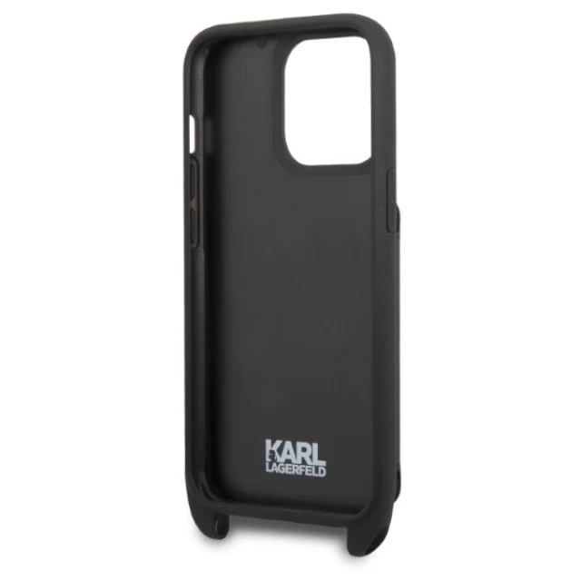Чехол Karl Lagerfeld Saffiano Metal Ikonik для iPhone 13 Pro Max Black (KLHCP13XSAIPCK)