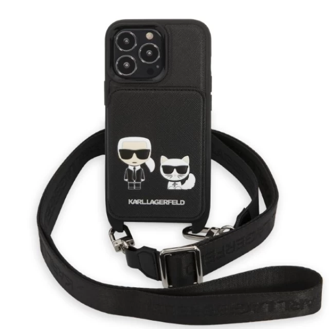 Чехол Karl Lagerfeld Saffiano Karl & Choupette Embossed для iPhone 13 | 13 Pro Black (KLHCP13LSAKCHSK)