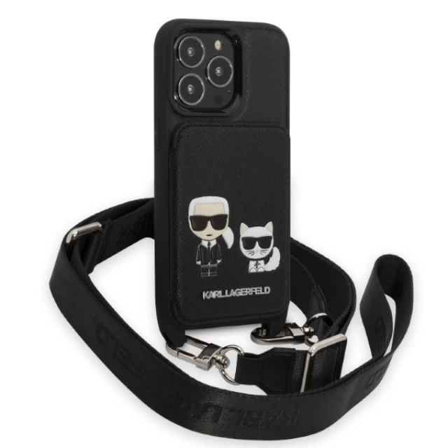 Чохол Karl Lagerfeld Saffiano Karl & Choupette Embossed для iPhone 13 | 13 Pro Black (KLHCP13LSAKCHSK)