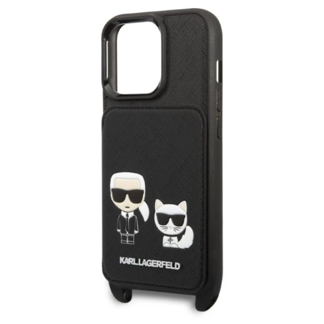 Чохол Karl Lagerfeld Saffiano Karl & Choupette Embossed для iPhone 13 | 13 Pro Black (KLHCP13LSAKCHSK)