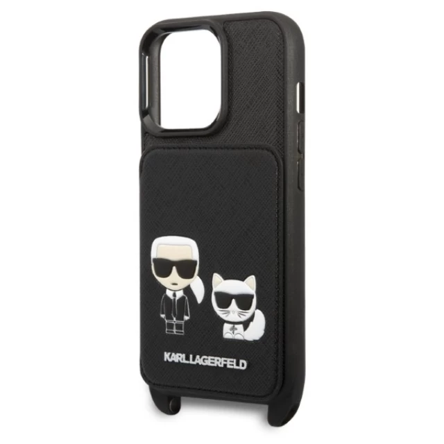 Чохол Karl Lagerfeld Saffiano Karl & Choupette Embossed для iPhone 13 Pro Max Black (KLHCP13XSAKCHSK)