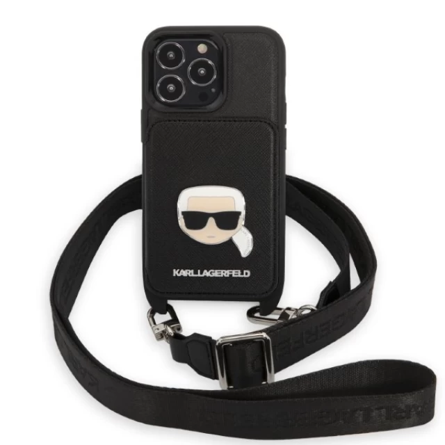 Чохол Karl Lagerfeld Saffiano Karl & Choupette Embossed для iPhone 13 Pro Max Black (KLHCP13XSAKHPK)