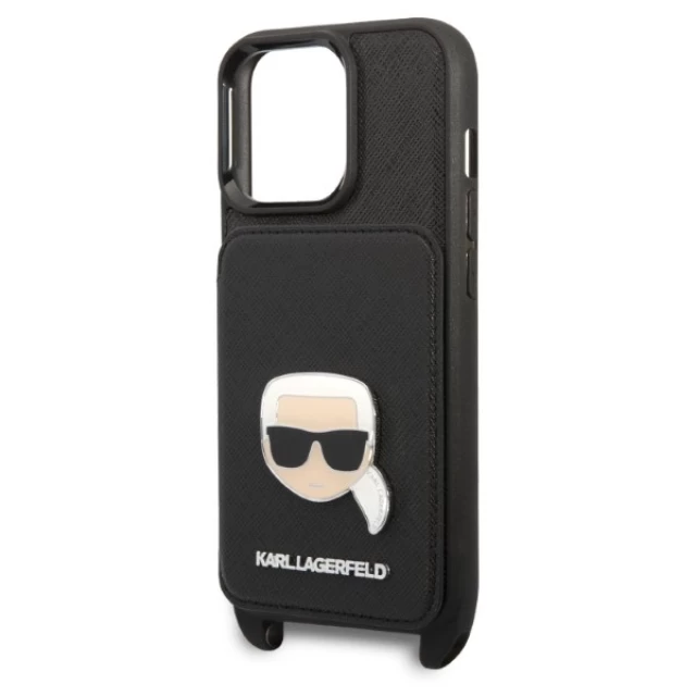 Чохол Karl Lagerfeld Saffiano Karl & Choupette Embossed для iPhone 13 Pro Max Black (KLHCP13XSAKHPK)