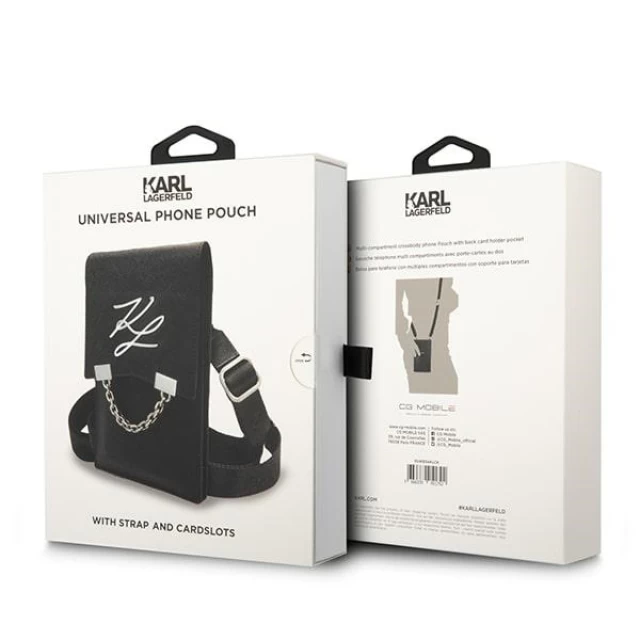 Чехол-сумка Karl Lagerfeld Autograph Chain 17.5сm x 11.7cm Black (KLWBSAKLCK)