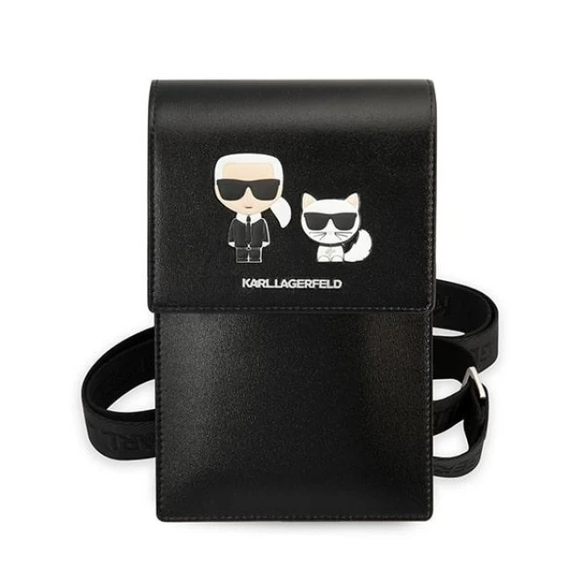 Чехол-сумка Karl Lagerfeld Embossed Ikonik Karl & Choupette 17.5сm x 11.7cm Black (KLWBSAKCHSK)