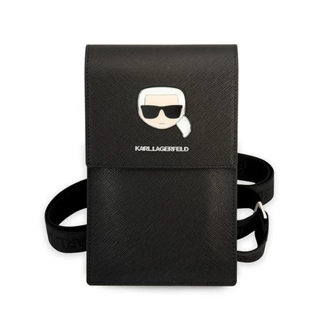 Чехол-сумка Karl Lagerfeld Metal Karl Head 18.5cm x 11.5cm x 2cm Black (KLWBSAKHPK)