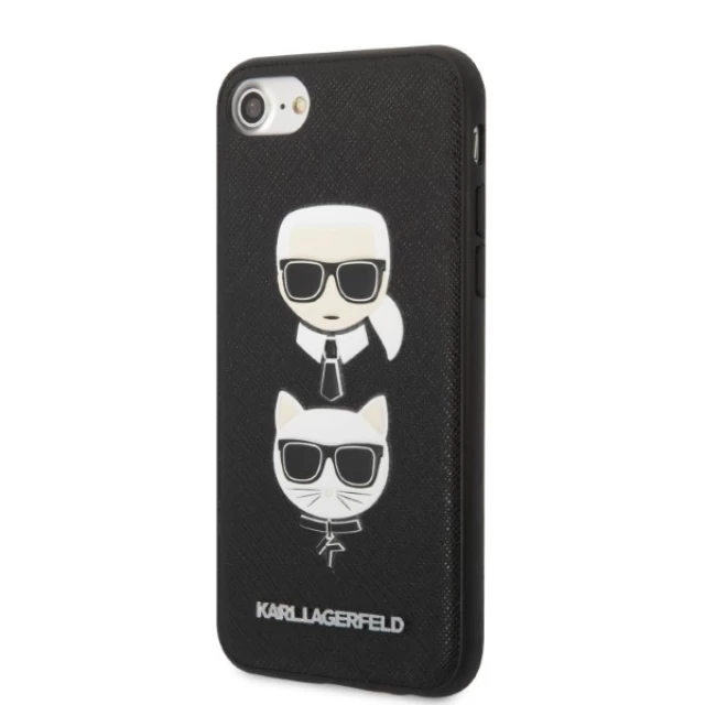 Чехол Karl Lagerfeld Saffiano Karl & Choupette Head для iPhone SE 2022/SE 2020 | 8 | 7 Black (KLHCI8SAKICKCBK)