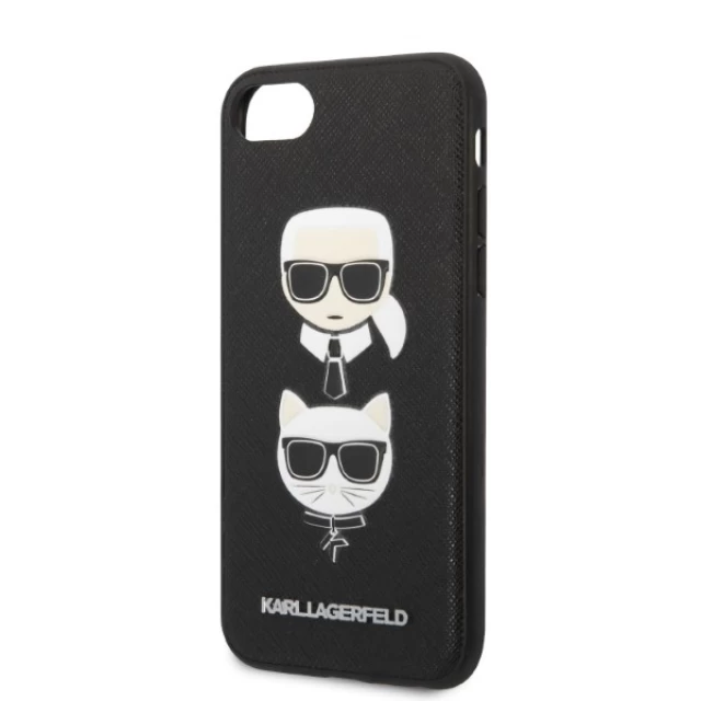 Чехол Karl Lagerfeld Saffiano Karl & Choupette Head для iPhone SE 2022/SE 2020 | 8 | 7 Black (KLHCI8SAKICKCBK)