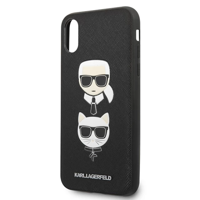 Чохол Karl Lagerfeld Saffiano Karl & Choupette Head для iPhone XS Max Black (3666339055011)