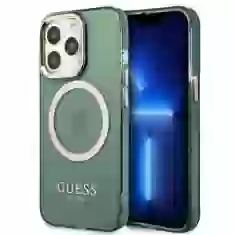 Чохол Guess Gold Outline Translucent для iPhone 13 Pro Max Khaki with MagSafe (GUHMP13XHTCMA)