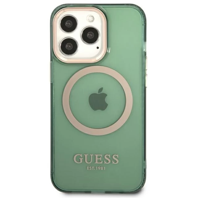 Чехол Guess Gold Outline Translucent для iPhone 13 Pro Max Khaki with MagSafe (GUHMP13XHTCMA)