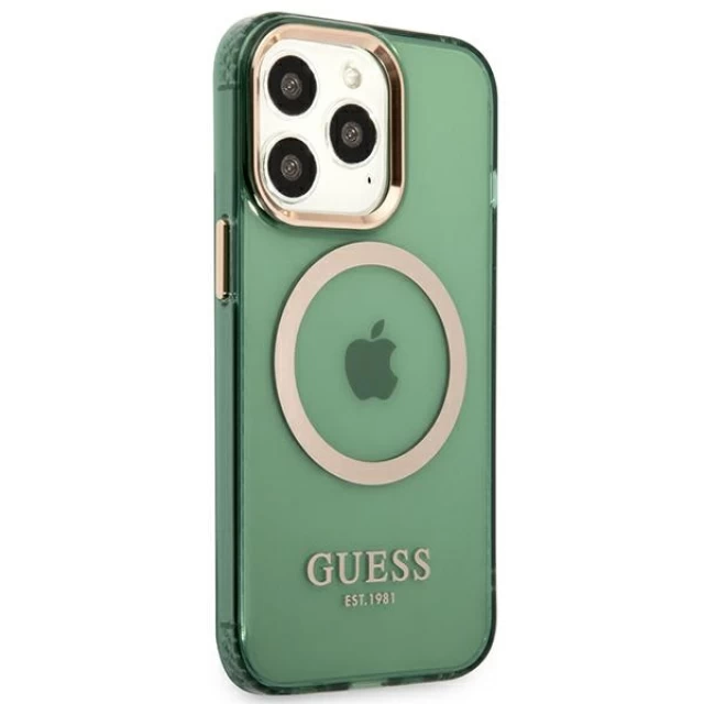 Чохол Guess Gold Outline Translucent для iPhone 13 Pro Max Khaki with MagSafe (GUHMP13XHTCMA)