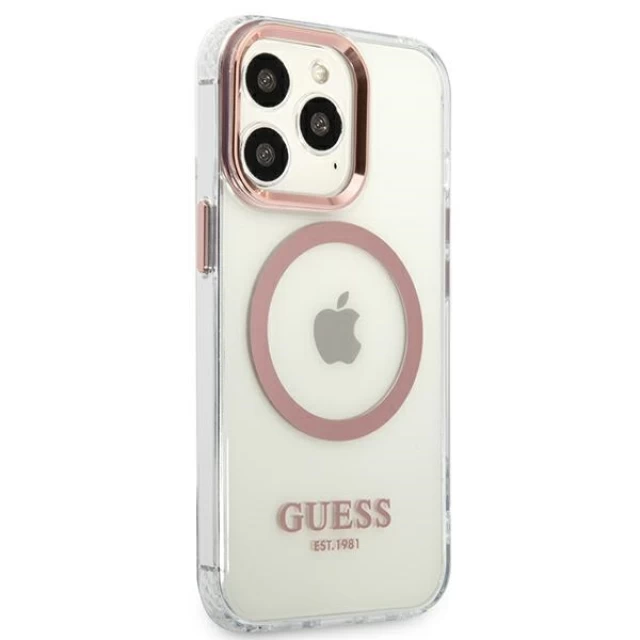 Чохол Guess Metal Outline для iPhone 13 Pro Pink (GUHMP13LHTRMP)