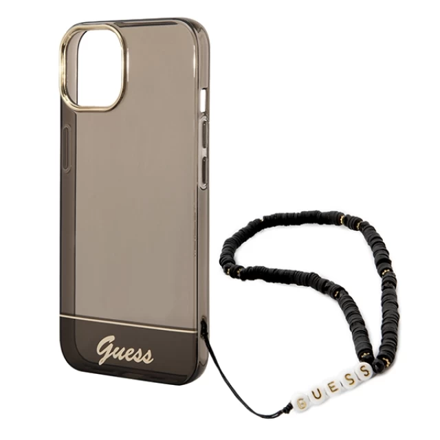 Чехол Guess Translucent Pearl Strap для iPhone 14 Plus Black (GUHCP14MHGCOHK)