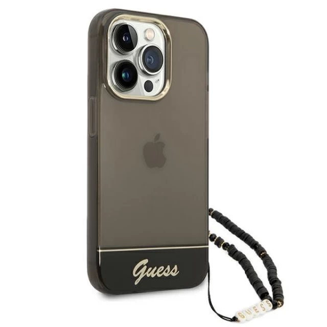 Чохол Guess Translucent Pearl Strap для iPhone 14 Pro Black (GUHCP14LHGCOHK)