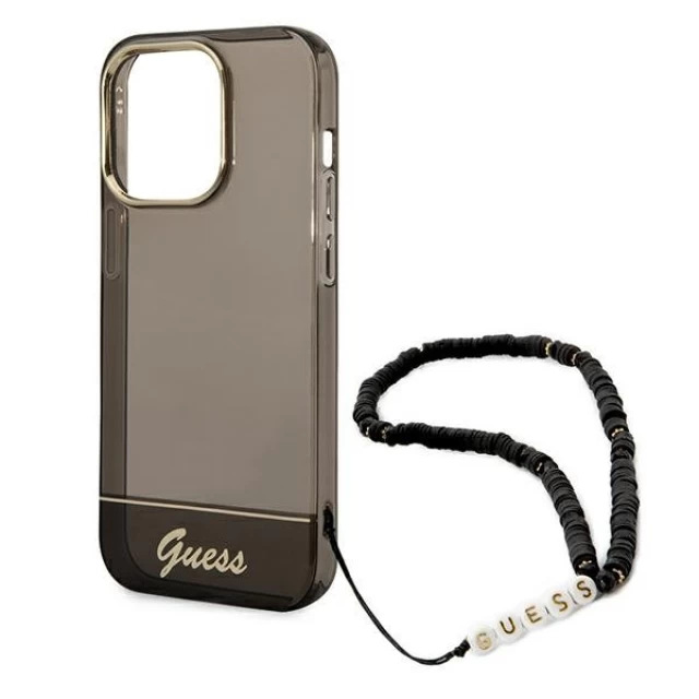 Чехол Guess Translucent Pearl Strap для iPhone 14 Pro Black (GUHCP14LHGCOHK)